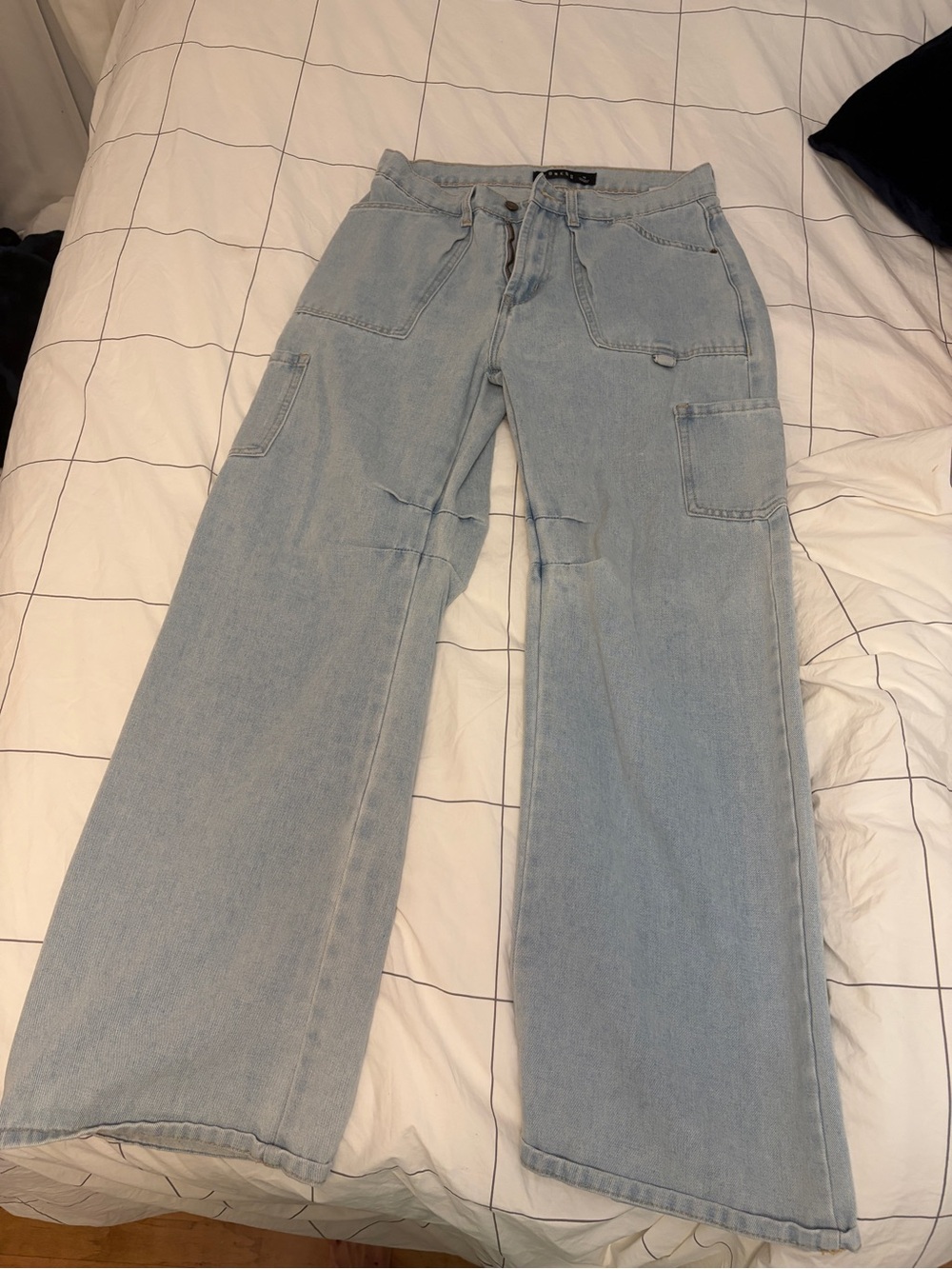 Lioness Light Blue Wide-Leg Flare Jeans